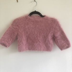 Baby Pink Angora Cropped Sweater